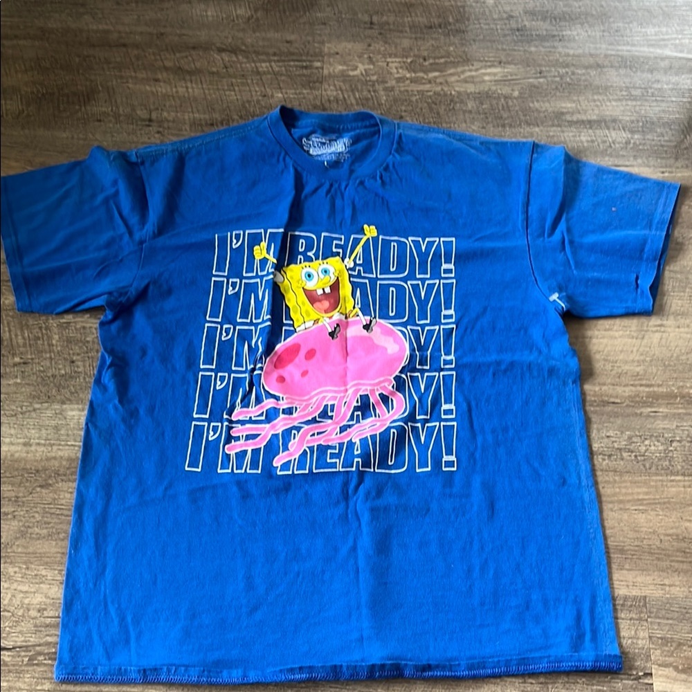 SpongeBob Squarepants Blue and Pink Short Sleeve Tee